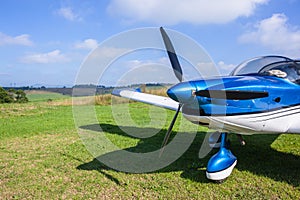 Plane Light Prop Aircraft Closeup  Farm Grass Airstrip