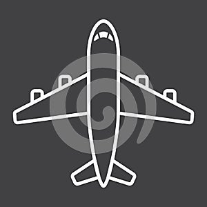 Plane line icon, transport and air vehicle