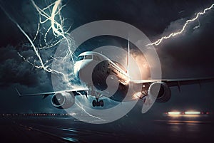 Plane makes emergency landing, lightning strikes passenger airplane, generative AI