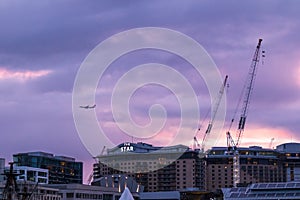 Plane over Sydney-Above Darling Harbour