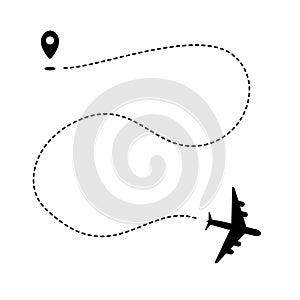 Plane path with geotag point and dashed track