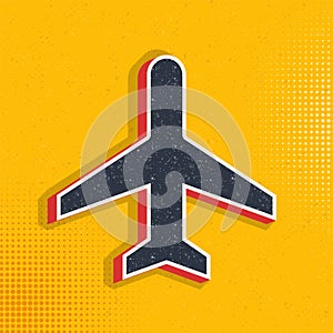 Plane pop art, retro icon. Vector illustration of pop art style