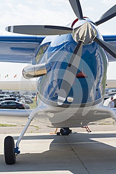 Plane propeller closeup at the international exhibition.