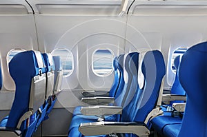 The plane seat and windows