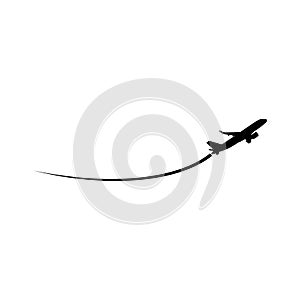 Plane silhouette on a white background, Airplane logo or icon