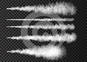 Plane smoke track isolated on transparent background. photo