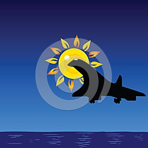 Plane and sun and sea illustration