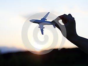 Plane at sunset