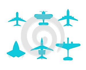 Plane symbol airplane icon set air aircraft sign flight transport collection vector illustration