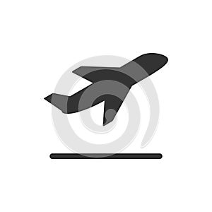 Plane takeoff icon or aviation concept