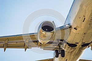 Plane taking off in Barcelona airport el Prat Josep Tarradellas, Catalonia, Spain. photo