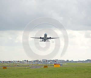 Plane taking off from runway