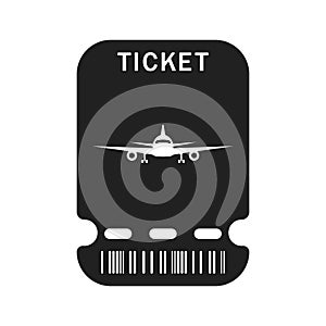 Plane ticket black vector. Air ticket vector. Booking a ticket for travel. Tourist ticket for the plane. Boarding pass