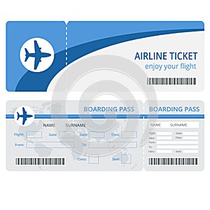 Plane ticket design. Plane ticket vector. Blank plane tickets isolated. Blank plane tickets EPS. Plane ticket vector photo