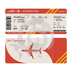 Plane ticket template. Air economy flight