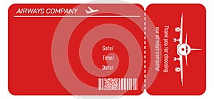 Plane ticket template. Boarding pass document layout