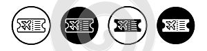 Plane ticket thin line vector icon set