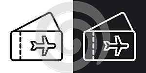 Plane ticket thin line vector icon set