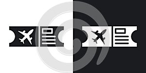Plane ticket thin line vector icon set