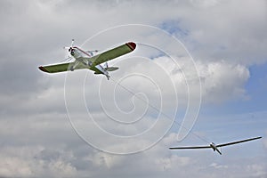 Plane towing glider