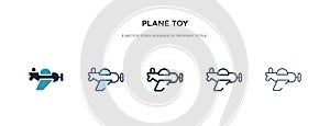 Plane toy icon in different style vector illustration. two colored and black plane toy vector icons designed in filled, outline,