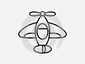 Plane toy icon on white background. Line style vector illustration