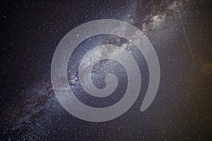 Plane Trail Crossing the Milky Way and Starry Sky