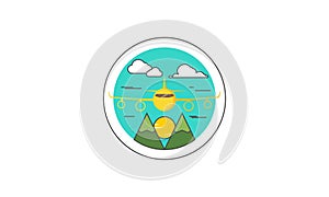 Plane travel and public transportation icon vector