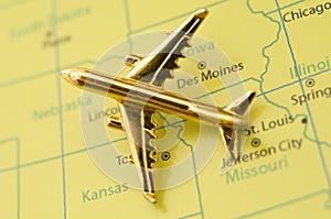 Plane Traveling Over the Midwest. photo