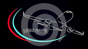 Plane Vector Icon black. Label Symbol for the Map, Aircraft. Editable illustration.