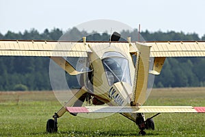 The plane wilga 35a, at Pociunu airport, Lithuania