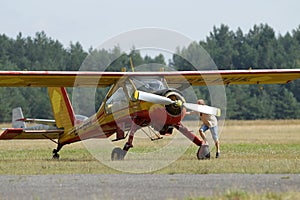 The plane wilga 35a, at Pociunu airport, Lithuania