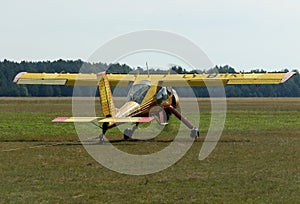 The plane wilga 35a, at Pociunu airport, Lithuania