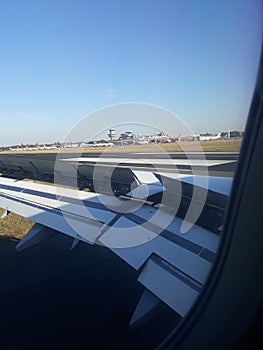 From the plane window. Arrival in Berlin in Germany