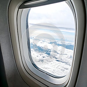 Plane Window View Isolated on White Background