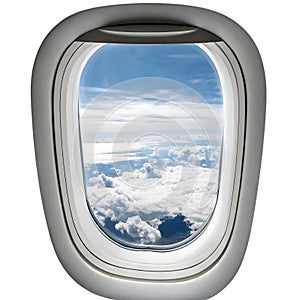 Plane Window View Isolated on White Background photo