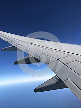 Plane Wing on a blue sky