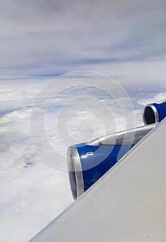 Plane Wing on Blue Sky