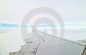 Plane wing captured while flying