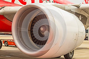 Plane wing photo with engine