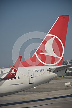 Plane wing on the sky