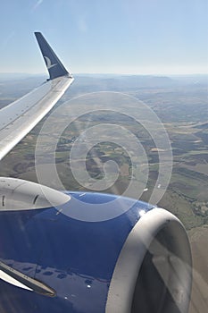 Plane wing on the sky