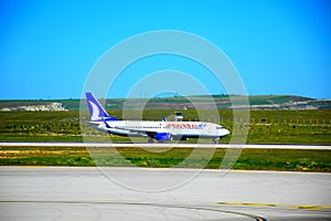 Plane wing on the sky