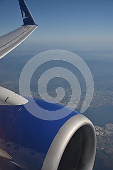 Plane wing on the sky