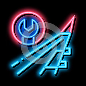 Plane Wing Wrench neon glow icon illustration