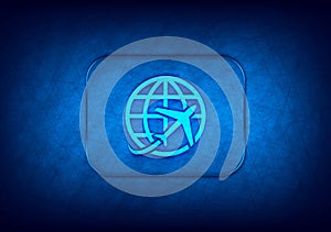 Plane world icon abstract digital design blue background