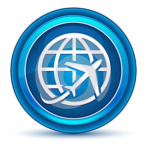 Plane world icon eyeball blue round button