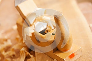 Planer in work shop of carpenter