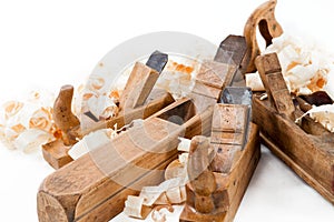 Planers with wooden chips, wood shavings