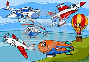 Planes aircraft group cartoon illustration